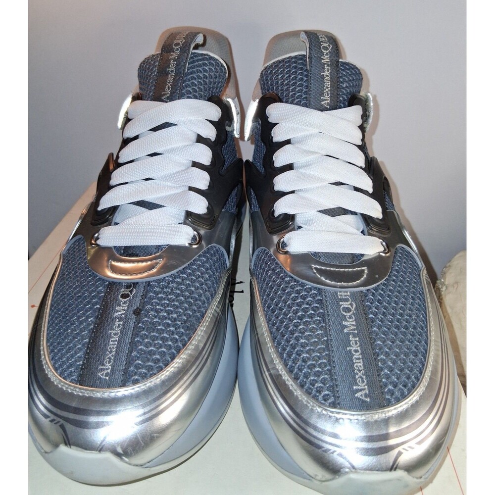 Alexander McQueen Oversized Runner Silver Black Size 8.5 Men 10 Women w/box